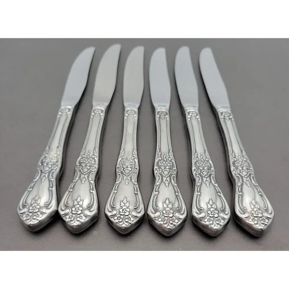 Set of 6 Oneida Knives KENNETT Square Distinction Deluxe STAINLESS STEEL 9